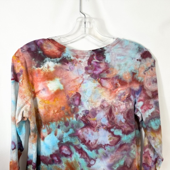 Old Navy‎ Small Top Handmade Tie Dye Long Sleeve Earthy Boho Artsy Grunge 1391 - Picture 9 of 10